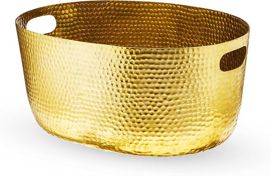 Twine Gold Hammered Tub - Large Drink Beverage Tub Chiller, Wine, Beer & Drink Bucket for Parties... | Amazon (US)