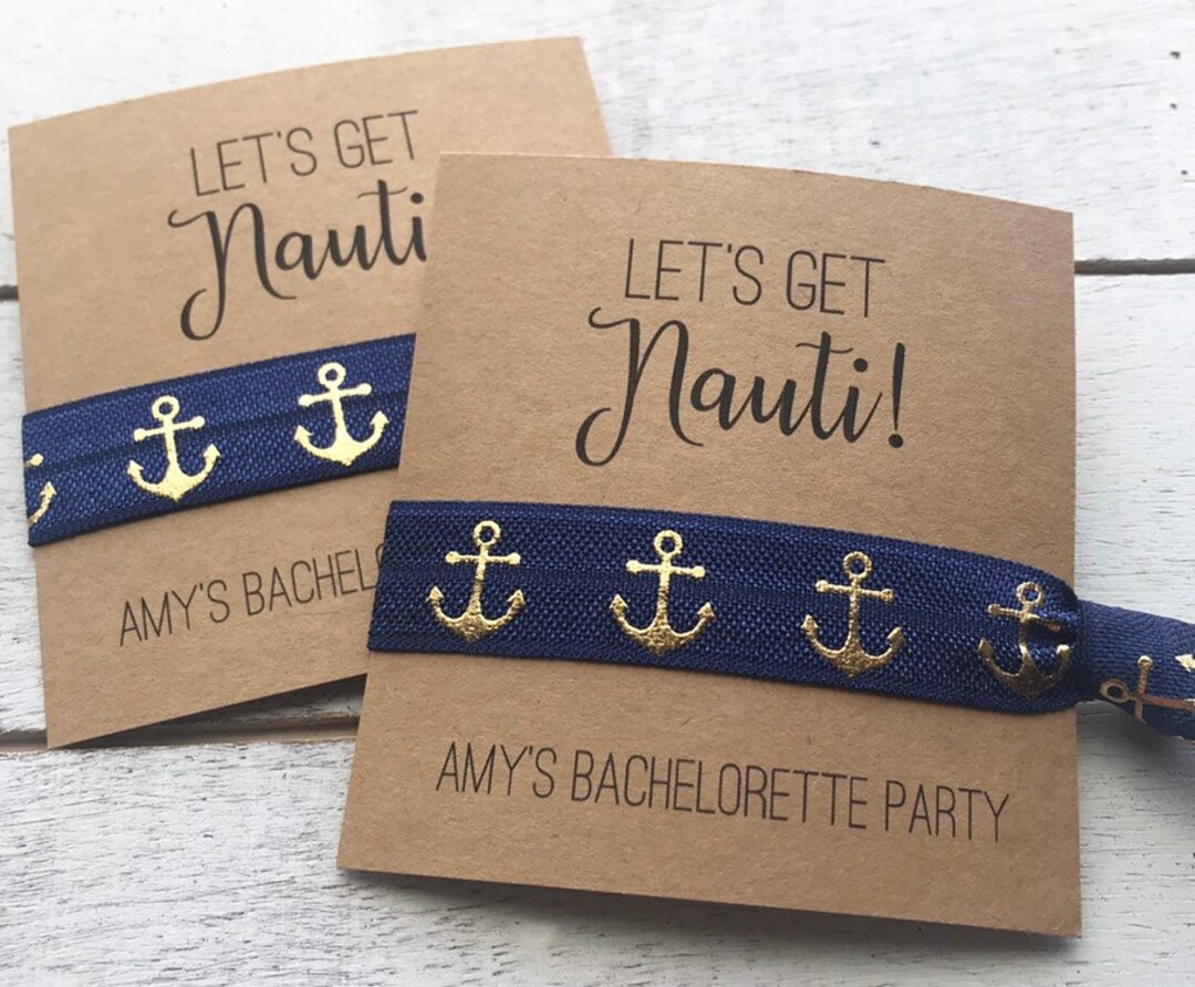 BACHELORETTE Hair Tie Favors Lets Get Nauti Bachelorette - Etsy | Etsy (US)