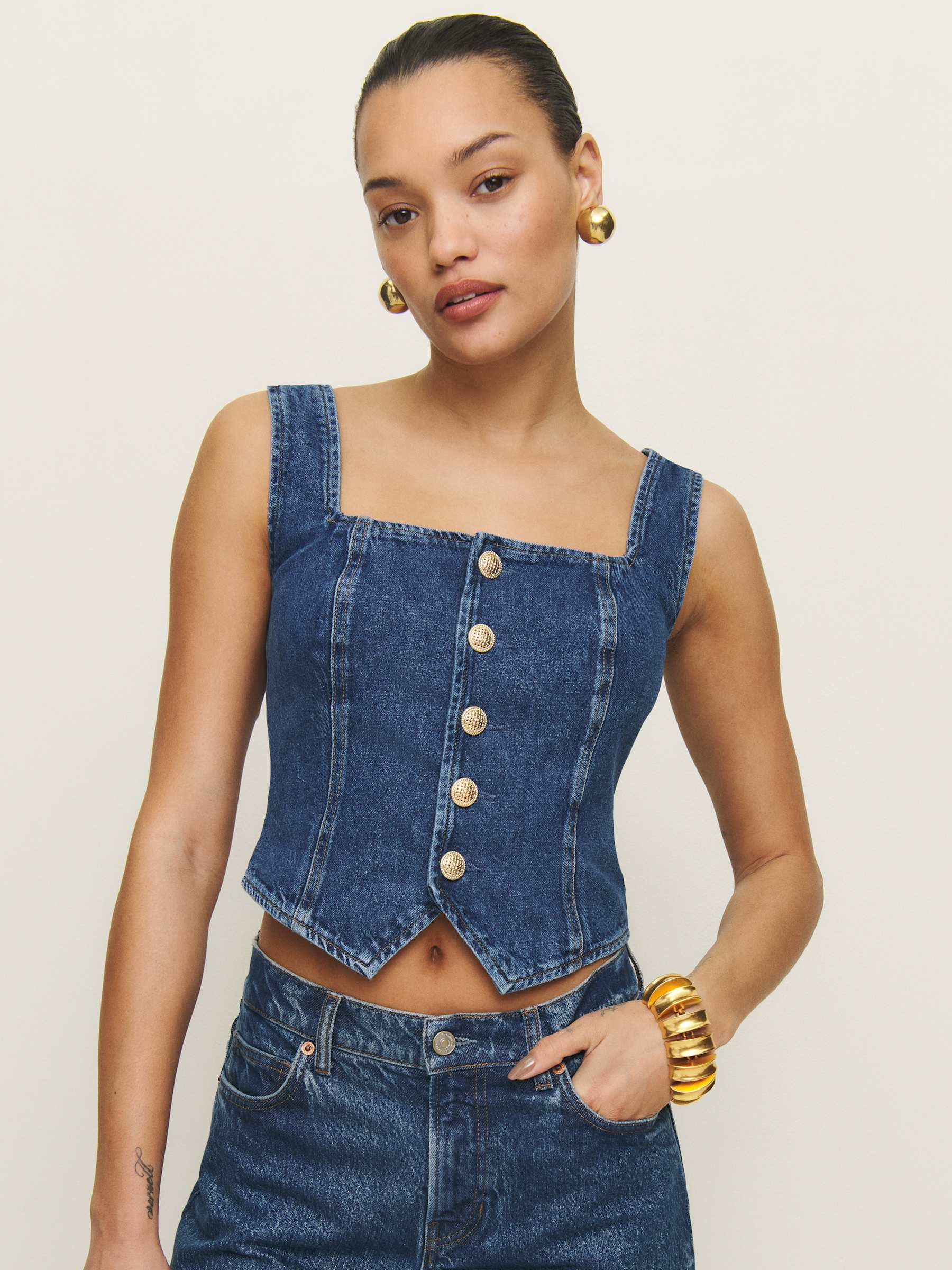 Bo Denim Top | Reformation (Global)