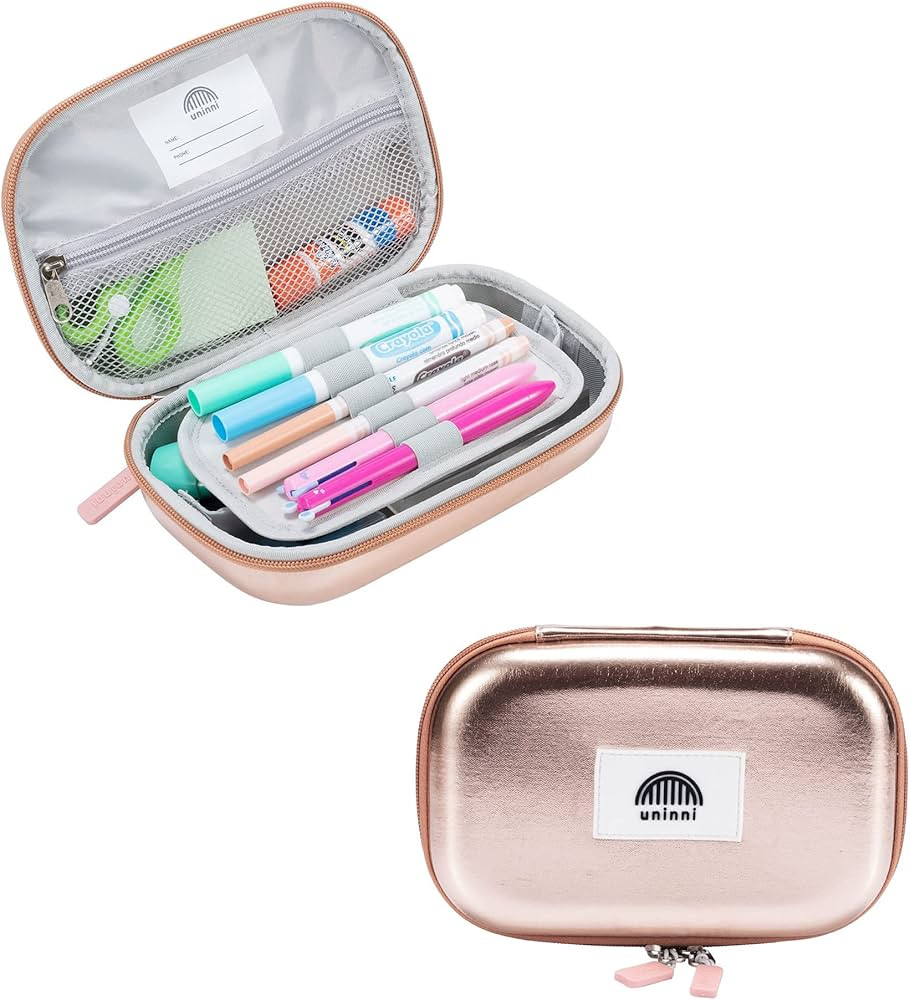 Rose Gold Pencil Case for Girls Age 3+ - Large Kids Pencil Case with Mesh Storage Pocket & 2 Remo... | Amazon (US)