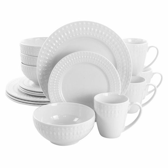 16pc Porcelain Cara Round Dinnerware Set White - Elama | Target