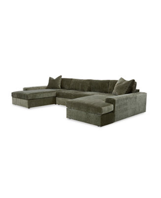 Michola 161" 3-Pc. Fabric Sectional with Double Chaise, Created for Macy's | Macy's