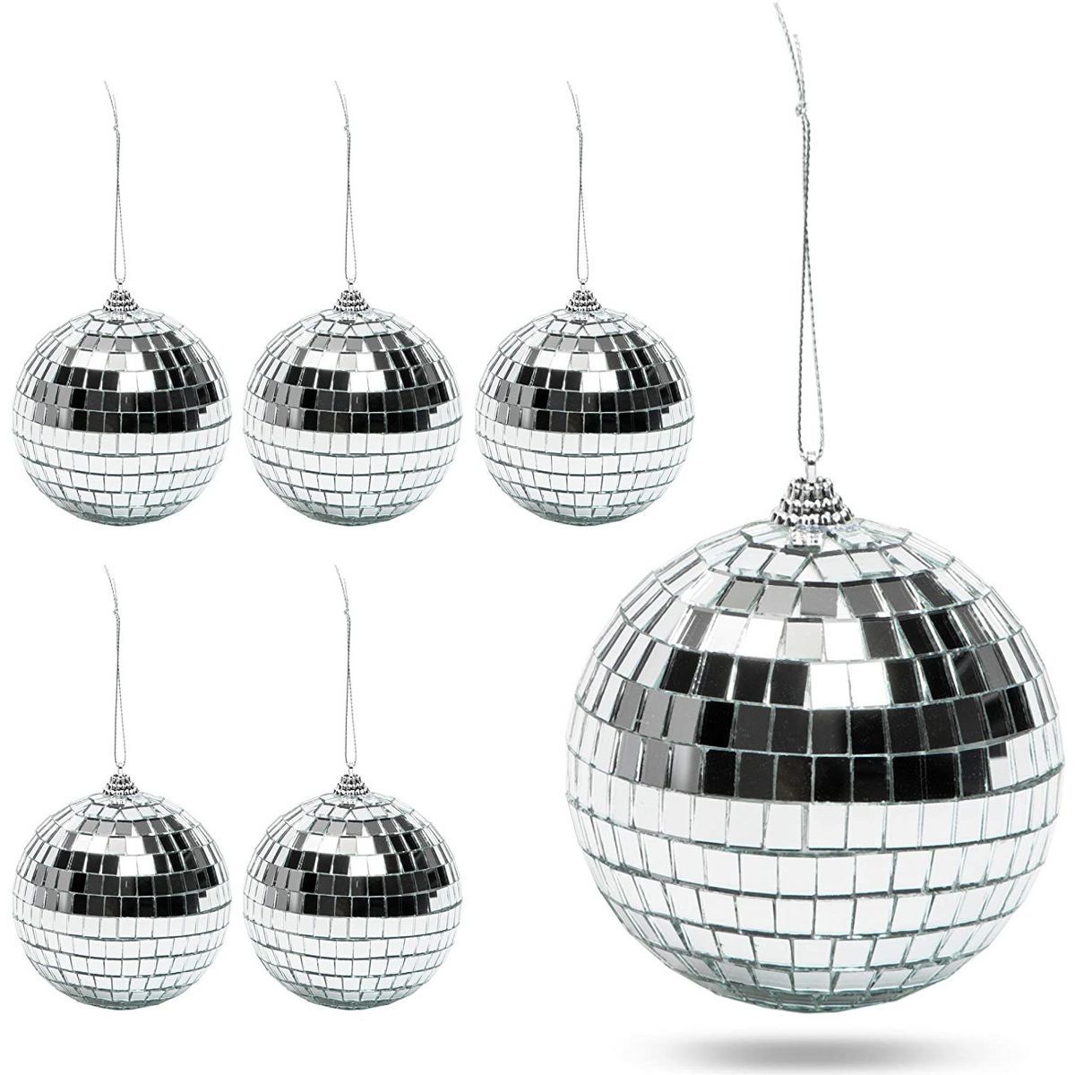 Okuna Outpost 6 Pack Disco Ball Christmas Tree Ornaments, Christmas Decorations Holiday Decor, 4 ... | Target
