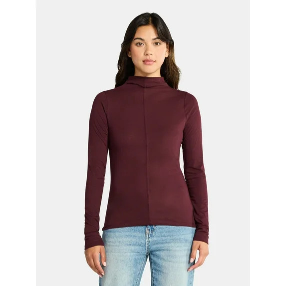 Time and Tru Women's Tissue Like Turtleneck Top, Sizes XS-XXXL | Walmart (US)