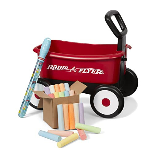 Radio Flyer Push & Pull Walker Wagon with Bubbles and Chalk, Red, for Kids 1-4 Years Old, Locking Handle for Stability, Baby Push Walker Converts to Pull Wagon, for Indoor & Outdoor Play | Amazon (US)