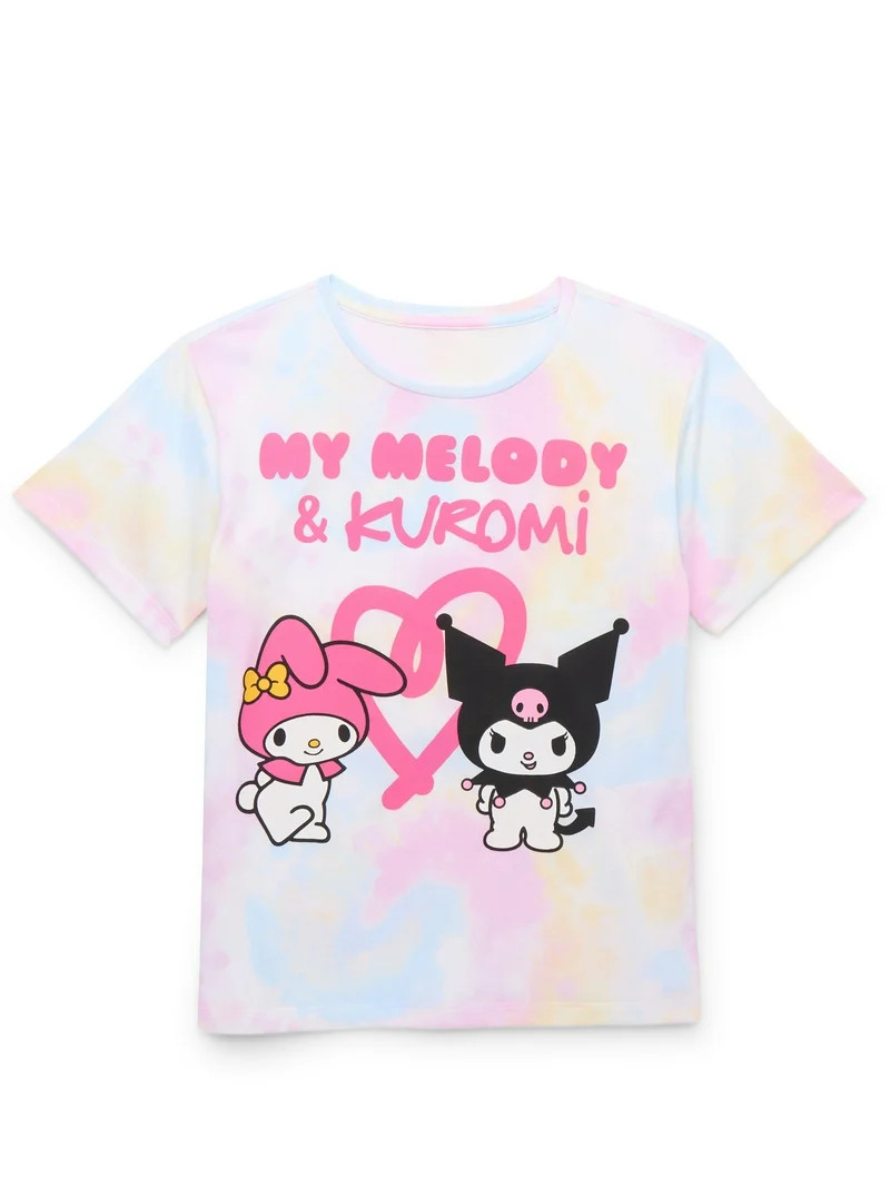 My Melody and Kuromi Girls Short Sleeve Graphic T-Shirt, Sizes 4-16 | Walmart (US)
