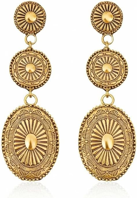 Western Earrings for Women Vintage Concho Earrings Oval Turquoise Jewelry Country Concert Outfits... | Amazon (US)
