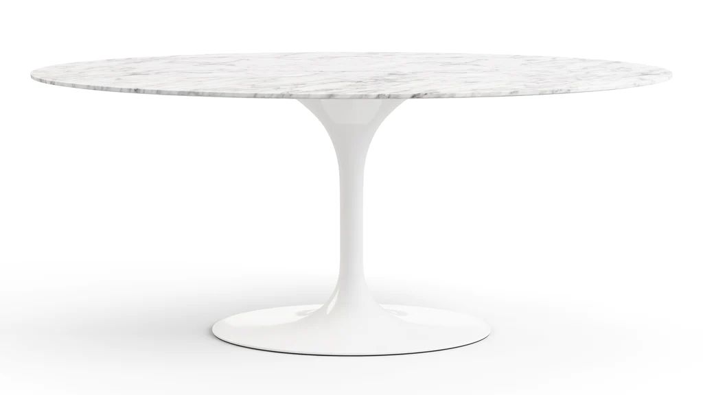 Tulip Style Table - Oval Tulip Style Dining Table, Carrara Marble, Width 67in | Interior Icons