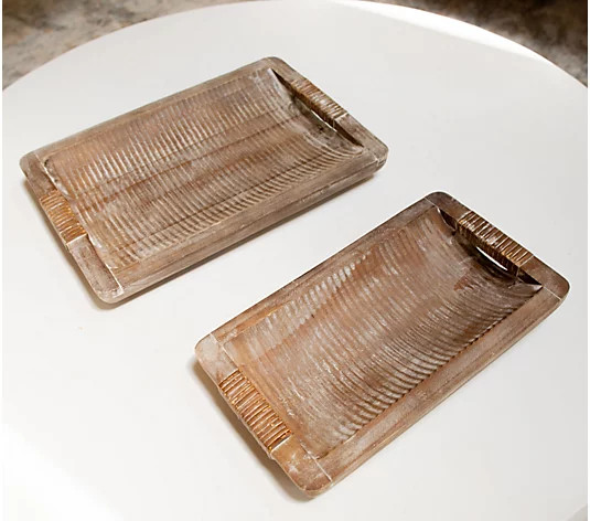 Set of 2 Wooden Dough Bowls by Lauren McBride - QVC.com | QVC