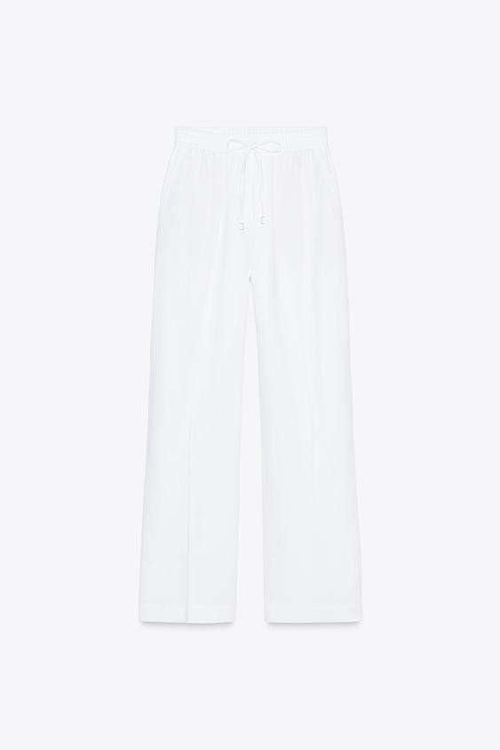 LINEN STRAIGHT LEG PANTS | Zara US
