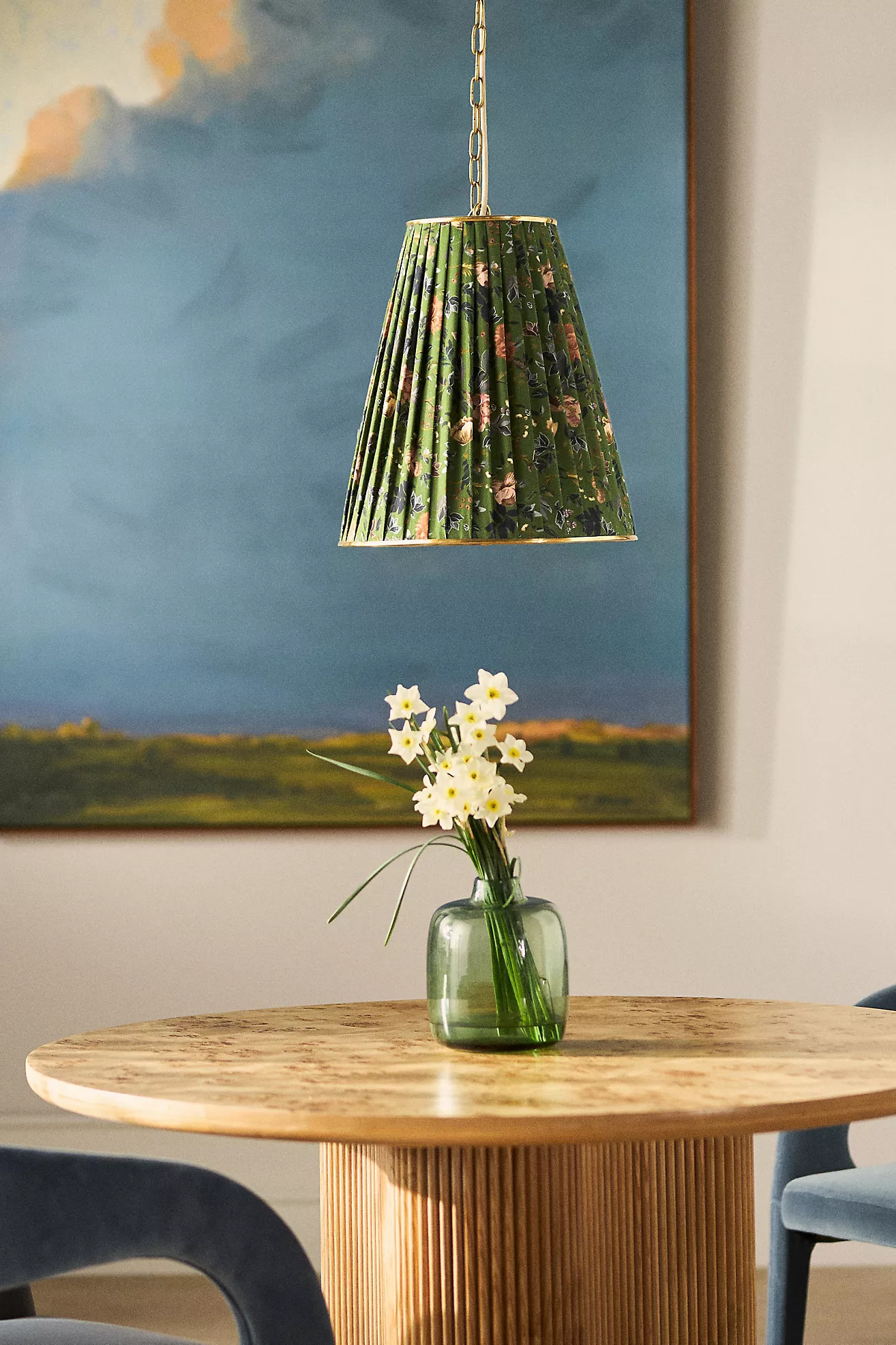 Lee Ruched Printed Shade Brass Tall Pendant | Anthropologie (US)