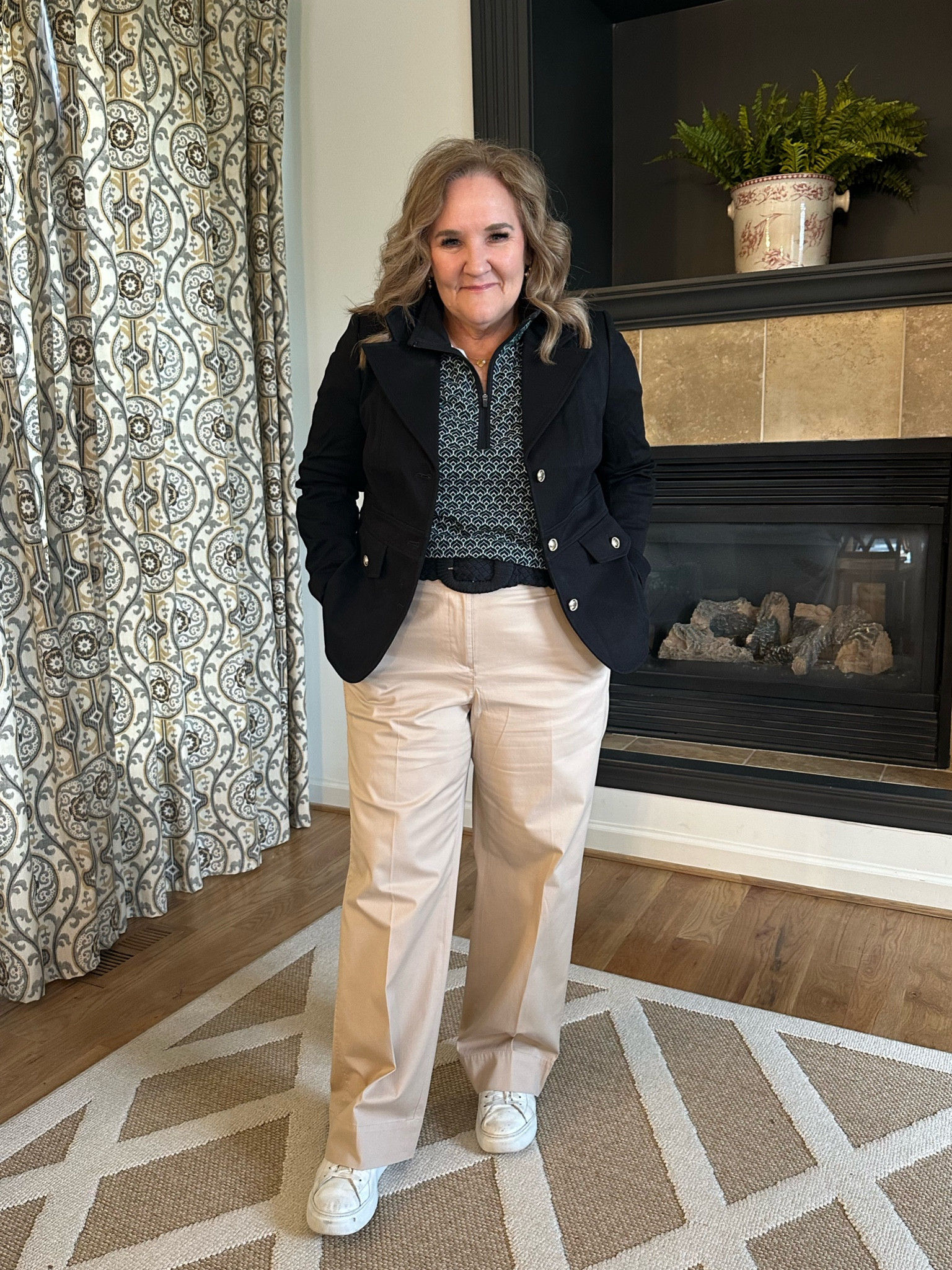 Weekend travel outfit to family, reunions, the city, or… perfect Friday casual for the office. 

The New England chino is a relaxed fit, cropped. I ordered a regular length, so they’re full length on me. 14 reg 

Jacket is a stretch twill. I LOVE it. Lined. A great blazer or lightweight layer. Wearing a 14 petite. 

Top is a drifit athleisure. It’ll work for your travel, more polished look, and wear it for your walk, run or golf game later. I went my larger size for a relaxed fit 

@talbotsofficial #travelwithTalbots #mytalbots #modernclassicstyle #talbotspartner 

#LTKover40 #LTKmidsize #LTKtravel