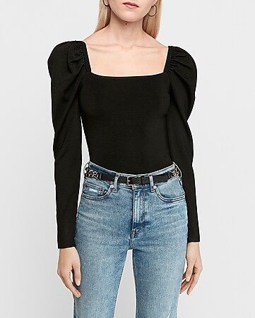 cropped puff sleeve sweater | Express