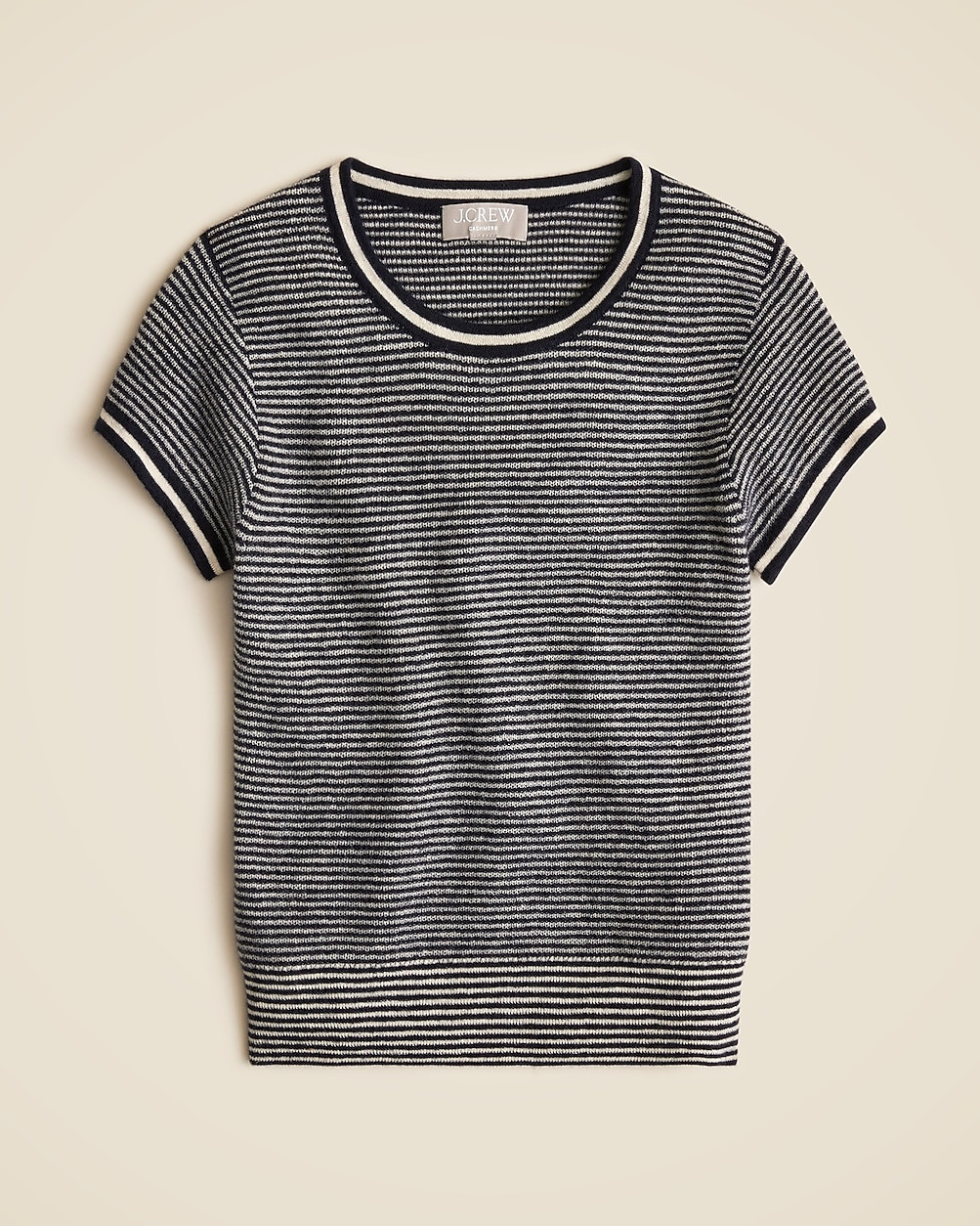 Ribbed featherweight cashmere T-shirt in stripe | J. Crew US