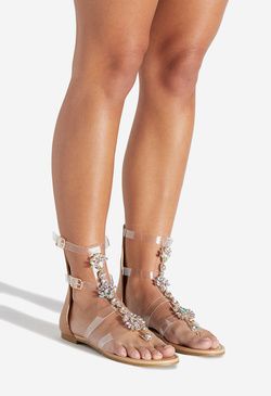 Aviella Jeweled Flat Sandal | ShoeDazzle