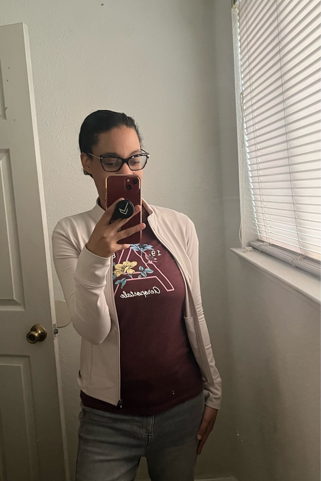 Shirt from @aeropostale in  size medium and the timeless jacket in sand in size medium from @oneractive. My jeans are from @HM in size 4/medium .

#LTKMidsize #LTKU #LTKHoliday