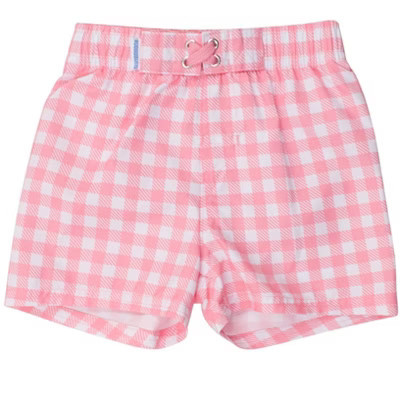 Ruggedbutts Baby Boys Upf50+ Swim Trunks - Bubblegum Pink Gingham, 18-24m | Target