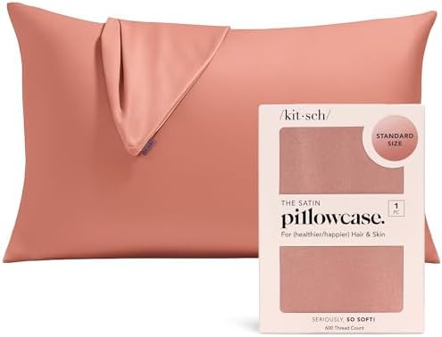 Kitsch Satin Pillowcase with Zipper for Hair & Skin, Softer Than Silk Pillow Cases Queen, Wrinkle... | Amazon (US)