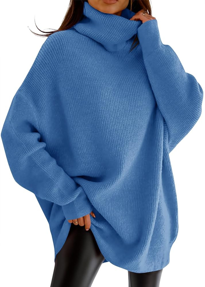 imesrun Womens Turtleneck Oversized Sweater Batwing Chunky Pullover Sweater Casual Fall Loose Kni... | Amazon (US)