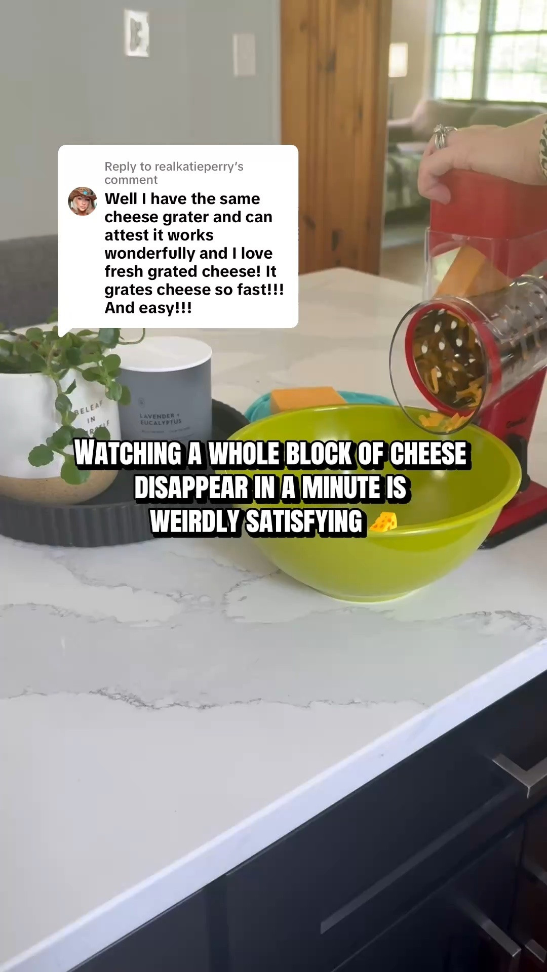 Okay this thing is WAY more satisfying than it should be 😂🧀

A whole block of cheese grated in about a minute and my arm didn’t have to do all the work 👀✨

One of those kitchen gadgets you don’t realize you need until you use it… now I’m obsessed 🤍

#LTKmomlife #LTKfoodie #LTKHome