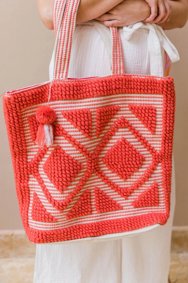 Let's Unwind Coral Large Tote FINAL SALE | Pink Lily