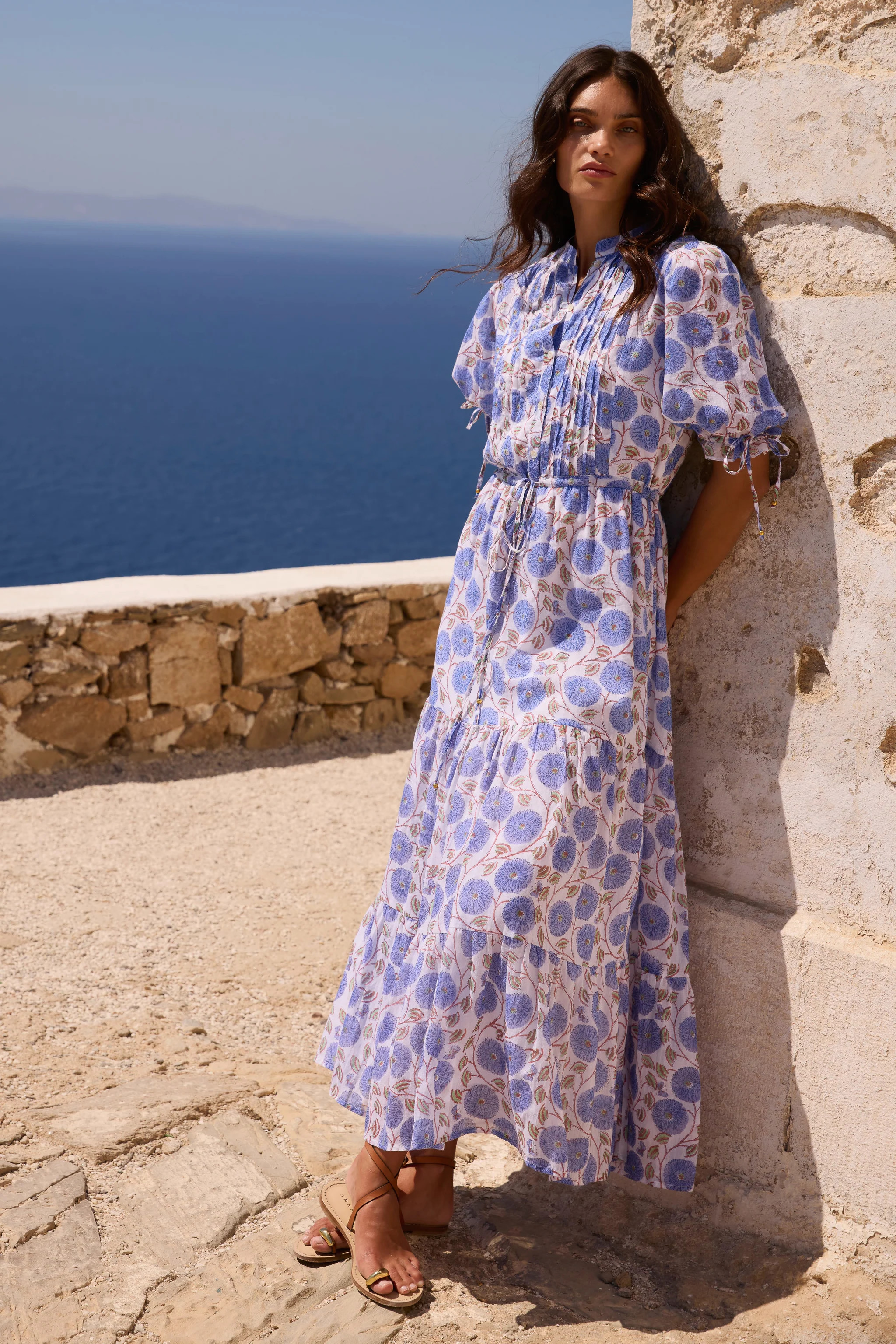 Cinched Pintuck Maxi- Monarch Blue | Oliphant Design