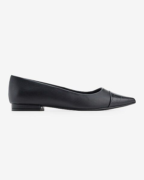 Croc-Embossed Pointed Toe Ballet Flat | Express