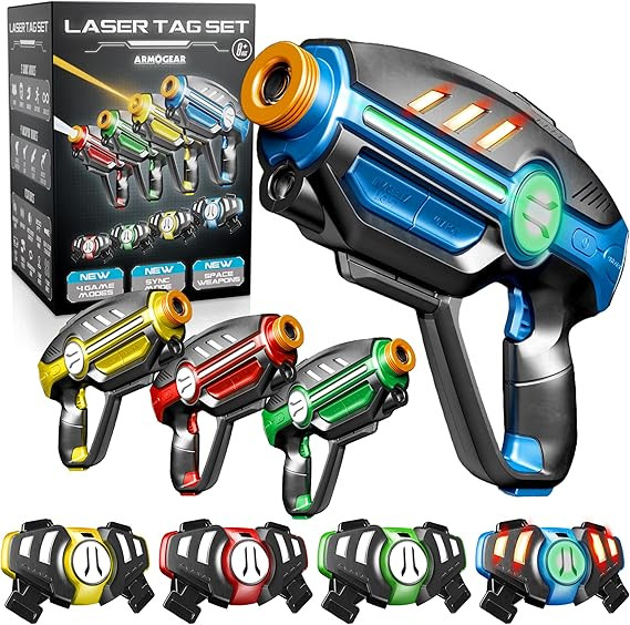 Laser Tag Set for Kids, Teens & Adults - 4 Blasters + 4 Vest Sensors with 4 Multi-Game Modes - Fu... | Amazon (US)