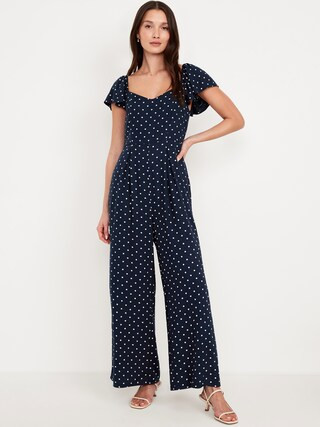 Fit & Flare Crepe Jumpsuit | Old Navy (CA)