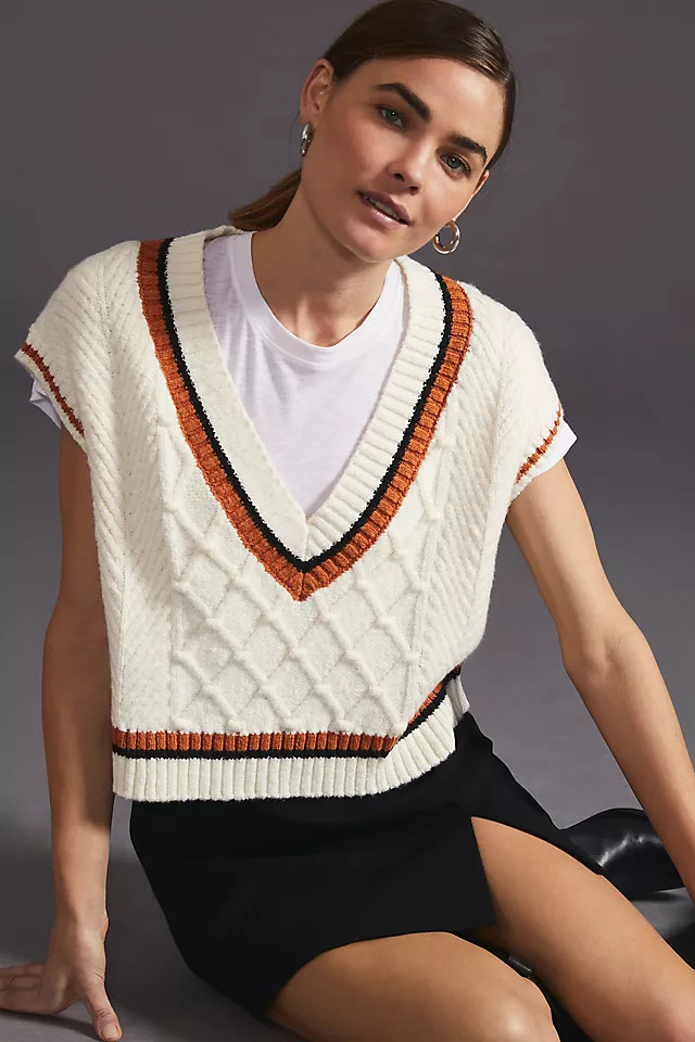 Maeve Willa Cable-Knit Sweater Vest | Anthropologie (US)