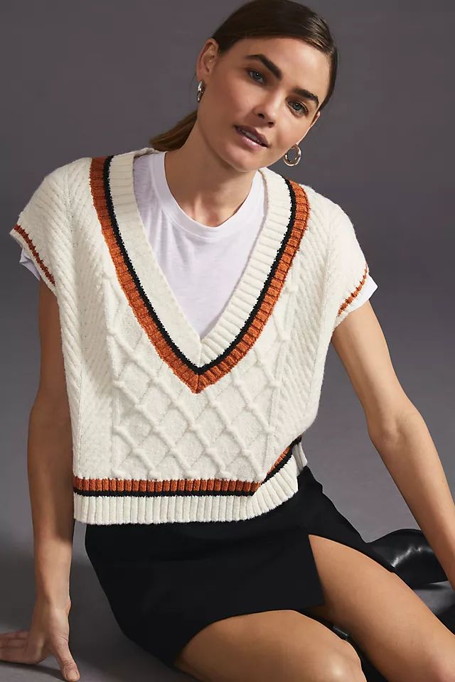Maeve Willa Cable-Knit Sweater Vest | Anthropologie (US)