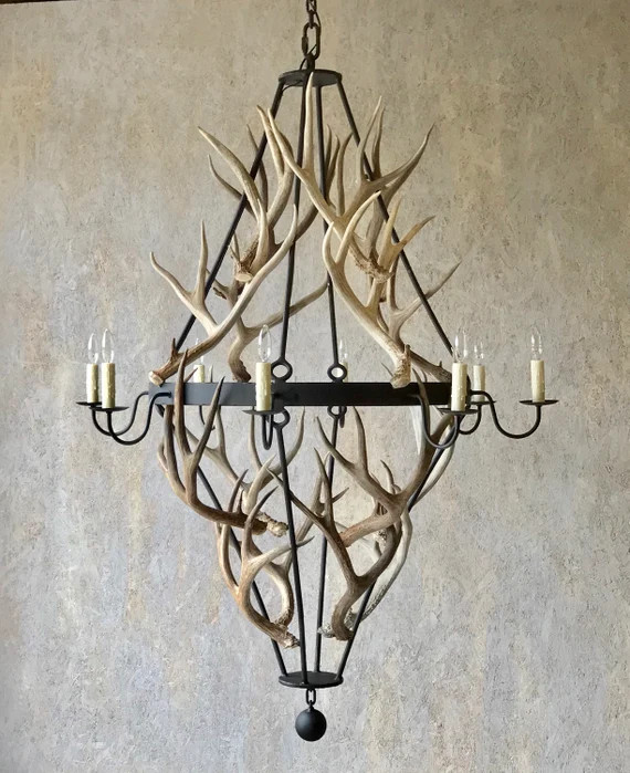 Antler and Iron Chandelier - Large -Handmade Custom sizes available | Etsy (US)