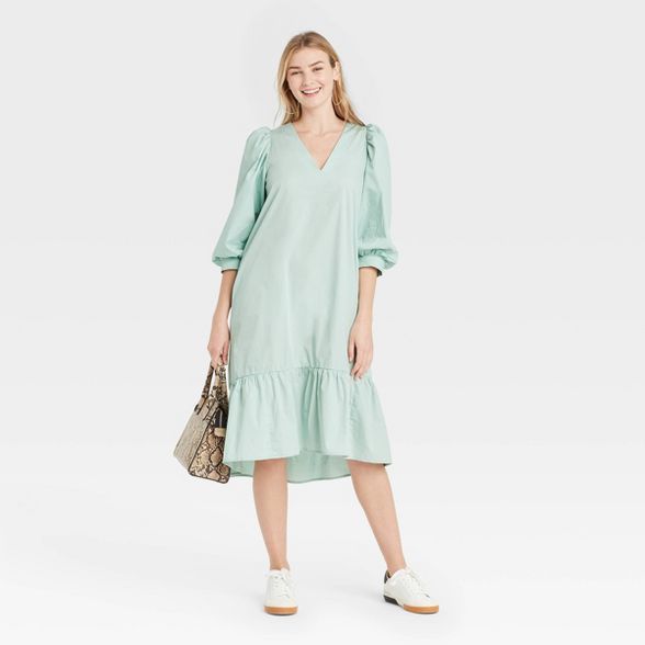 Women's Long Sleeve Ruffle Hem Dress - A New Day™ | Target