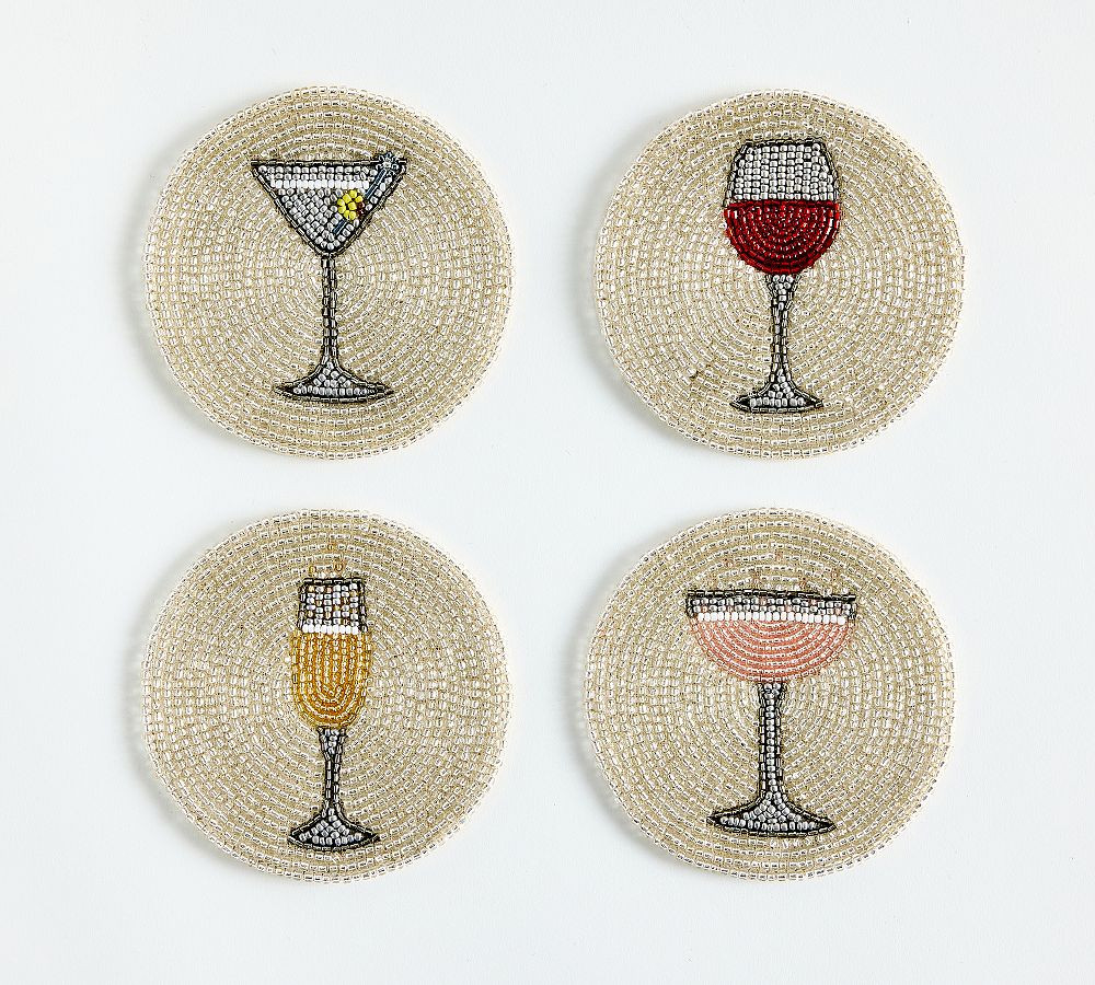 Cocktail Icon Beaded Coasters - Mixed Set of 4 | Pottery Barn (US)