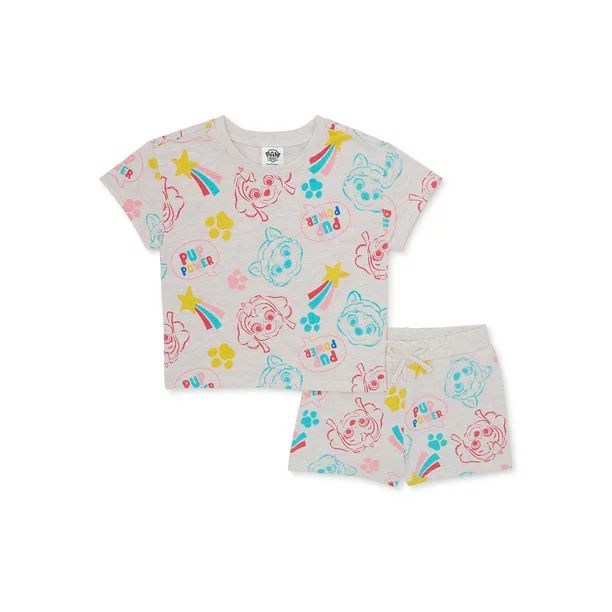 Paw Patrol Baby and Toddler Girls Tee and Shorts Set, 2-Piece, Size 12M-5T | Walmart (US)