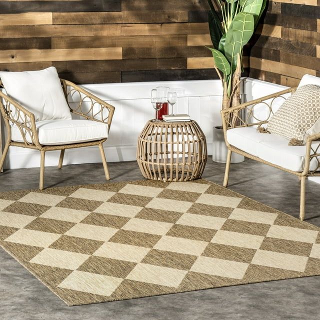 nuLOOM Sabina Diamond Trellis Indoor/Outdoor Area Rug, 6' 7" x 9', Beige | Walmart (US)