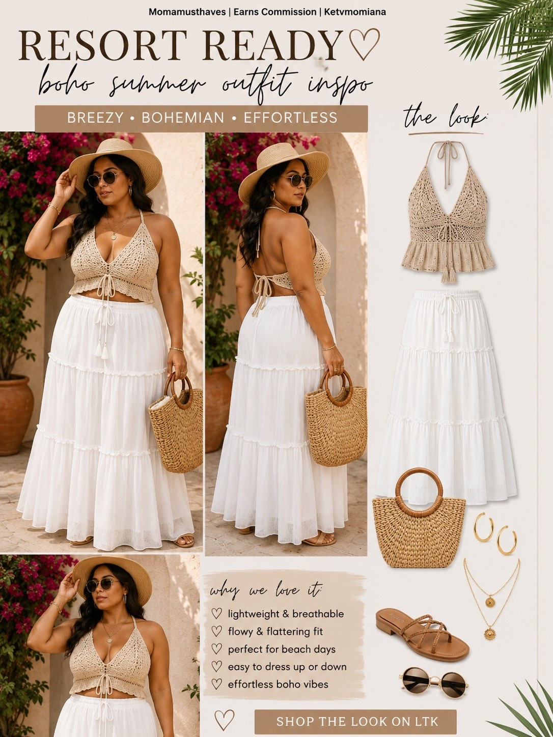 travel outfits | This outfit is giving effortless boho luxury 🤎 Flowy, breathable, lightweight, and PERFECT for vacations, beach dinners, resort walks, or those “I wanna look expensive but stay comfortable” kinda days. Plus size girlies… this is the soft feminine summer vibe we’re outside in ✨ Shop through my bio under “Shop My Posts”

#LTKSeasonal #LTKTravel #LTKPlusSize
