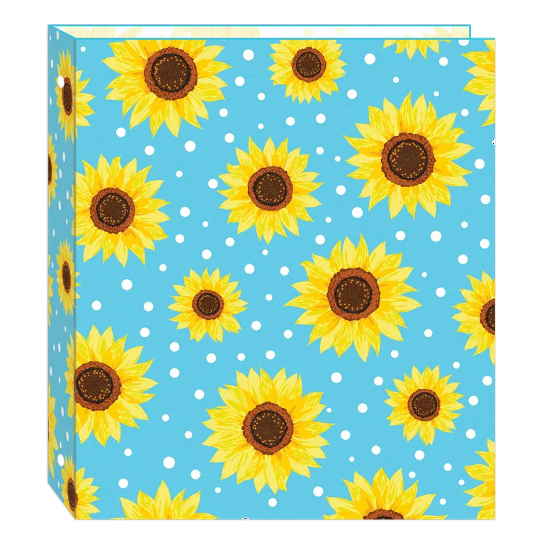 Class Act Hardcover 1.5-inch, 3-Ring Paper Binder, Blue and Yellow Sunflowers | Walmart (US)