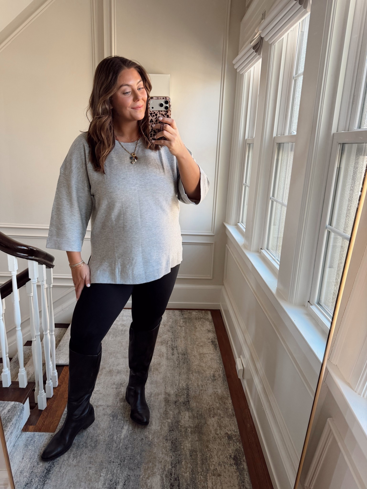 Wearing size XXL in sweater, XL in leggings.  Use CARALYN15 at Spanx. 

#LTKootd #LTKMidsize #LTKBump