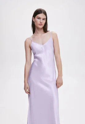 Vestido Cetim Mango Midi Liso Lilás | Dafiti (BR)