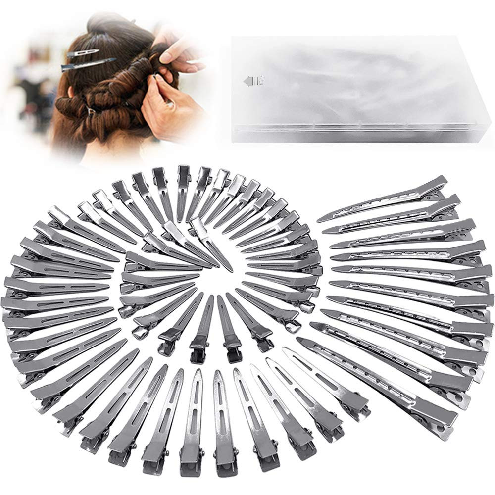 HiJeaton 60Pcs Metal Duck Billed Hair Clips for Women Styling Sectioning, Silver Hair Pins for Lo... | Amazon (US)