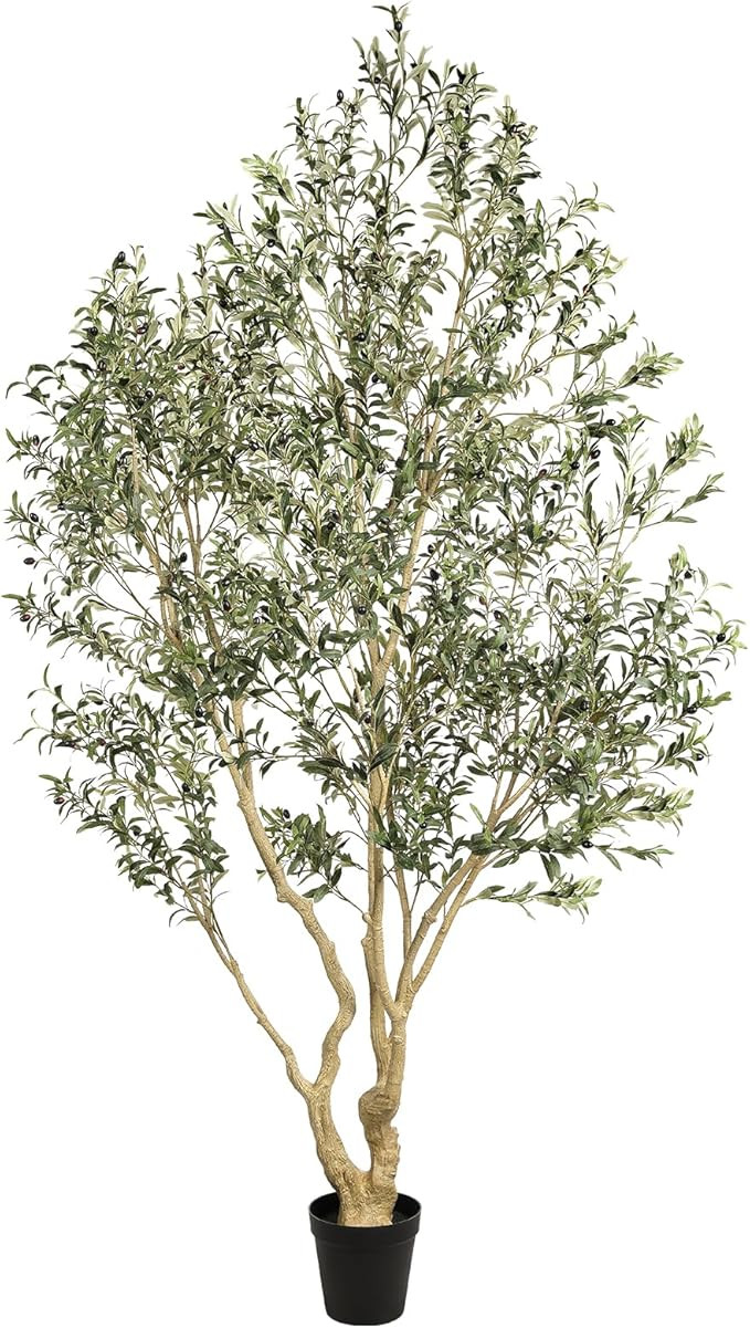 Realead Artificial Olive Tree 9ft - Large Faux Olive Tree with Realistic Leaves and Olives - Full... | Amazon (US)