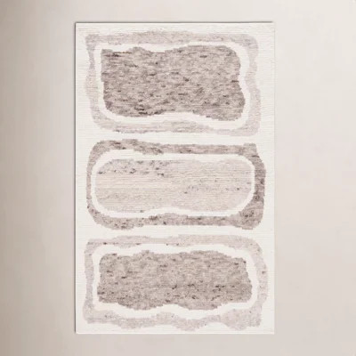 Serana Ivory Brown Hand-Knotted Abstract Wool Rug | Joss & Main