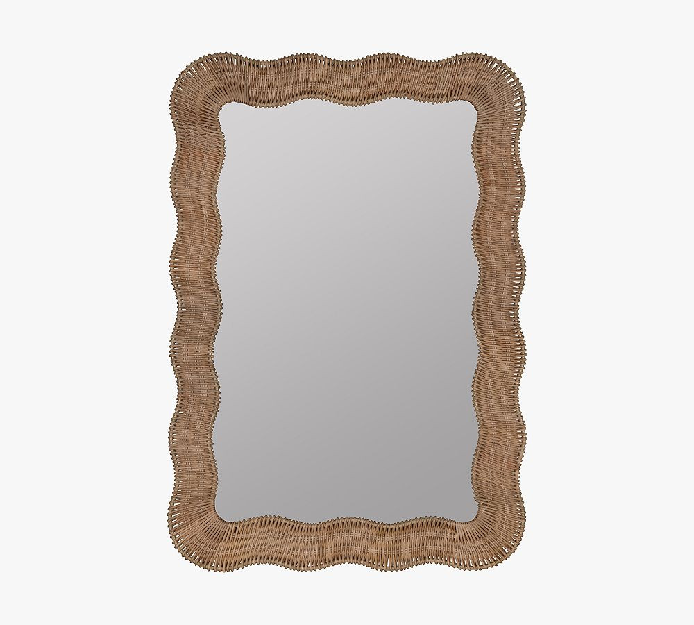 Scalloped Rattan Rectangular Wall Mirror | Pottery Barn (US)