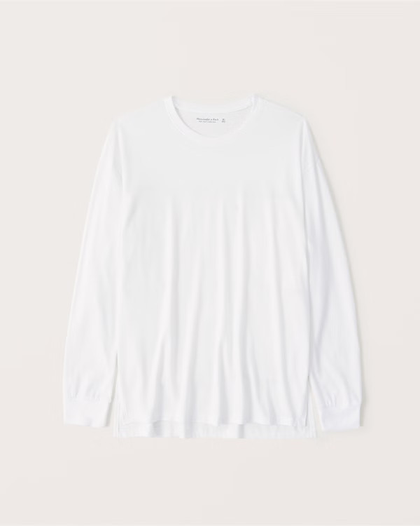 Women's Oversized Long-Sleeve Boyfriend Tee | Women's New Arrivals | Abercrombie.com | Abercrombie & Fitch (US)