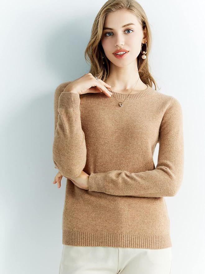 LINY XIN 100% Merino Wool Sweater Women Fall Winter Warm Soft Lightweight Knitted Pullover Crewne... | Amazon (US)