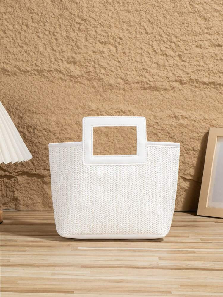 New European Style Woven Bag, Vacation Straw Bag, Travel Bag, Fashionable Portable Storage Bag, Beach Bag, Straw Handbag, Mini Straw Handbag, Summer Essential, Versatile Item, Perfect For Women, Girls, Students, Travel, Vacation, Beach, Holiday, Gift. School Tote Bag, College Tote Bag. | SHEIN