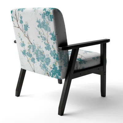 'Floyed - Teal Cherry Blossoms II - Upholstered Traditional Accent Arm Chair | Wayfair North America