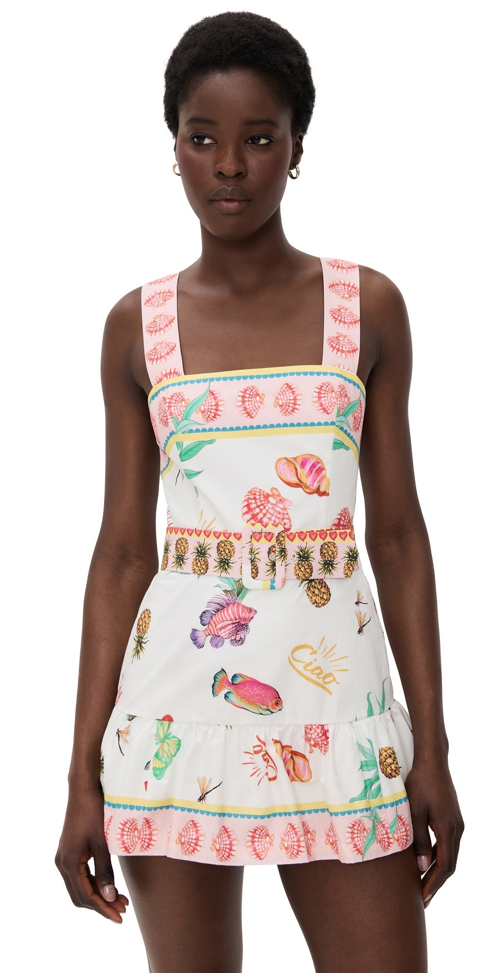 Amanda Uprichard Lena Skort Romper Postcard Print L | Shopbop