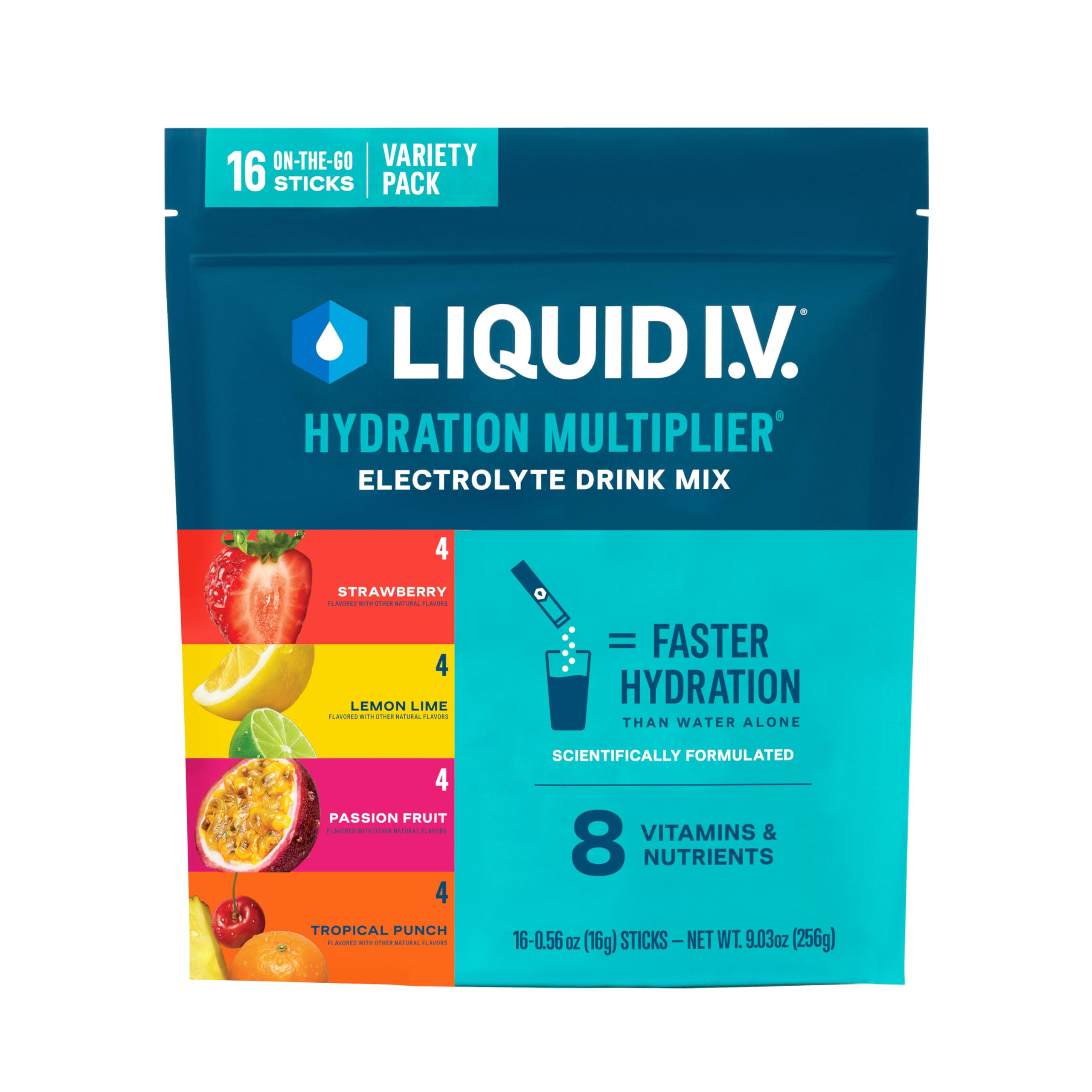 Liquid I.V.® Hydration Multiplier - Variety Pack - Lemon Lime, Passion Fruit, Strawberry, Tropic... | Amazon (US)